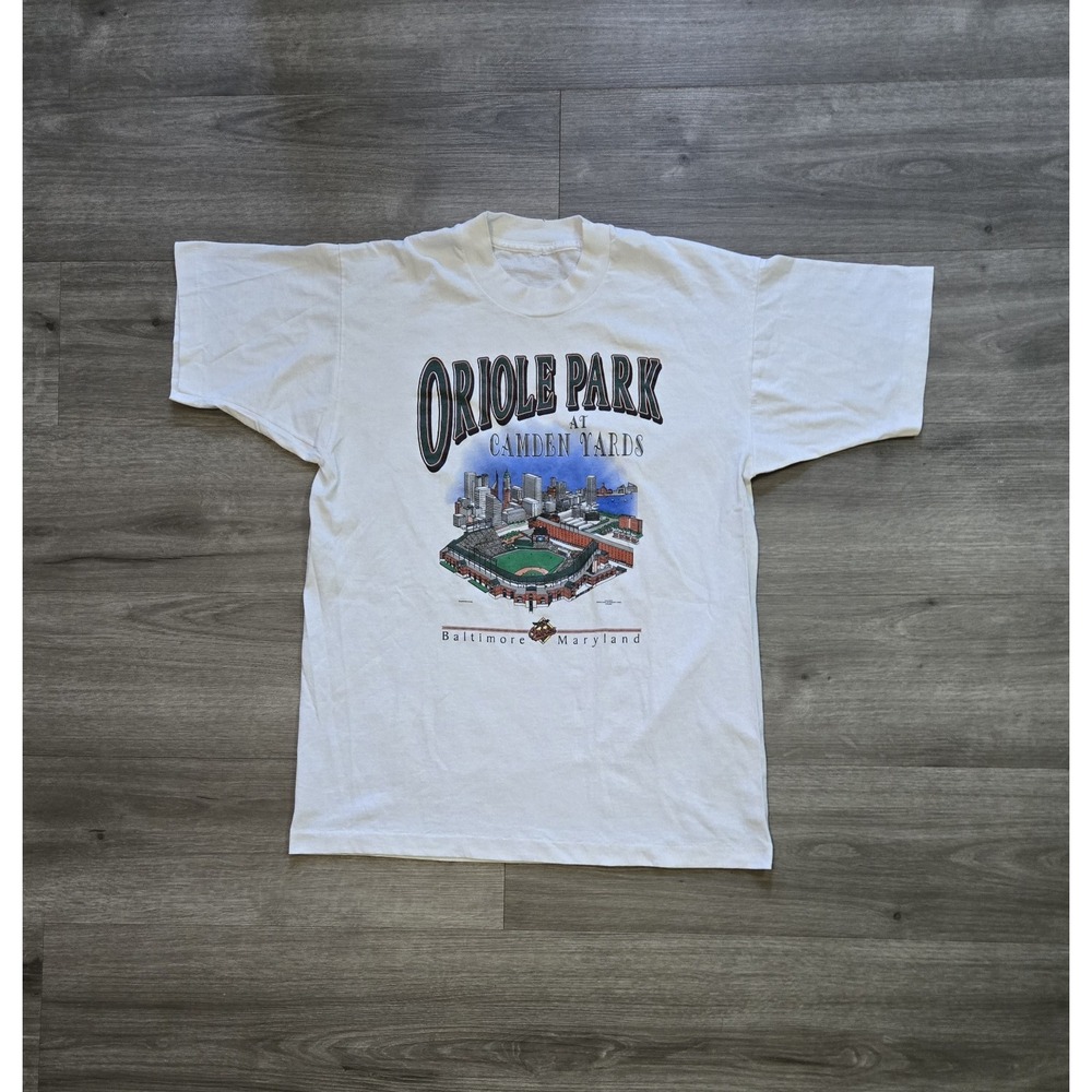 Vtg 90's Baltimore Orioles Oriole Park at Camden Yards T Shirt Men's Large White